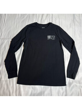 Boy’s ZELOS Black Long Sleeve Tee with Camo Flag Graphic M 10/12
